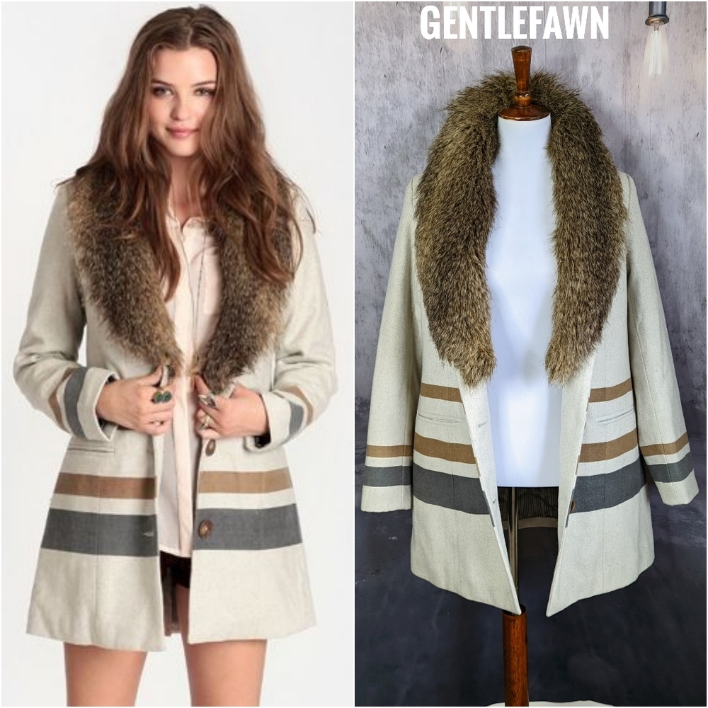 Anthropologie Gentle Fawn Storm Coat, size Large, multi color, faux fur